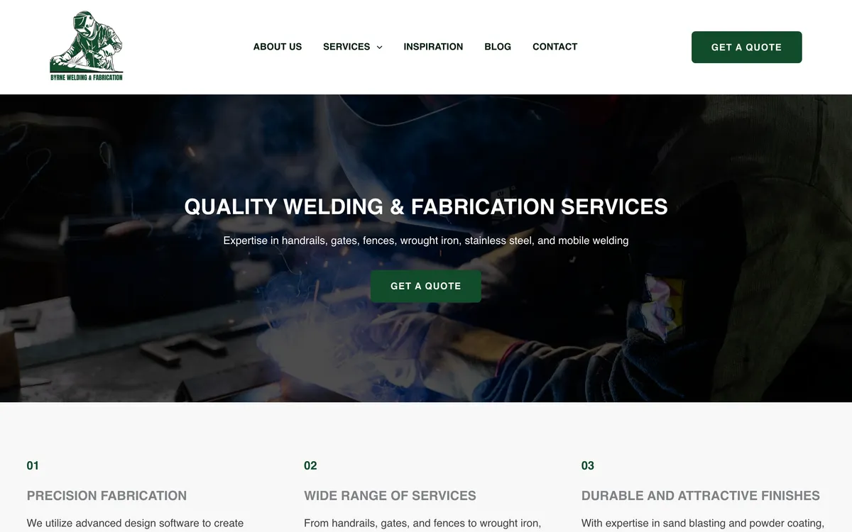 Byrne Welding & Fabrication website by DockSyde