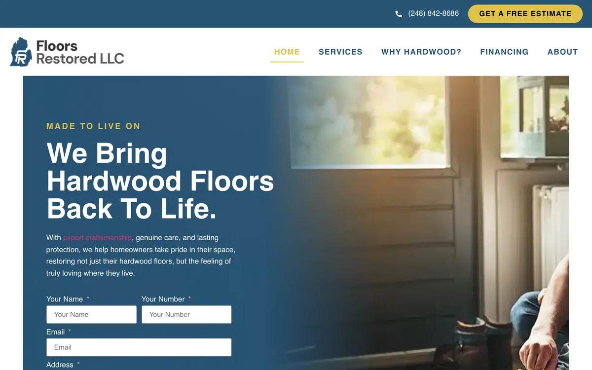 Floors Restored website by DockSyde