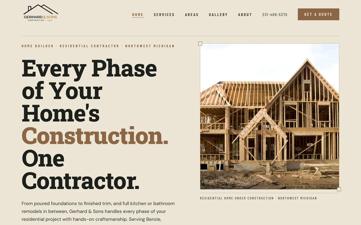 Gerhard & Sons Construction website by DockSyde